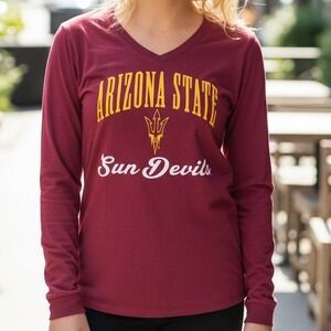 Fanatics Arizona State Sun Devils V-Neck Long Sleeve T-Shirt Women's Medium